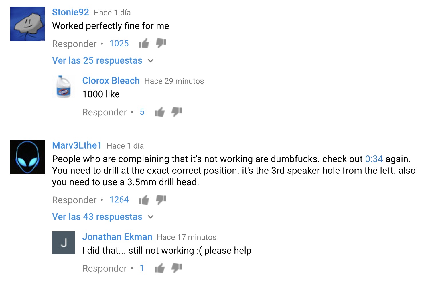 Comentarios trolleando en Youtube