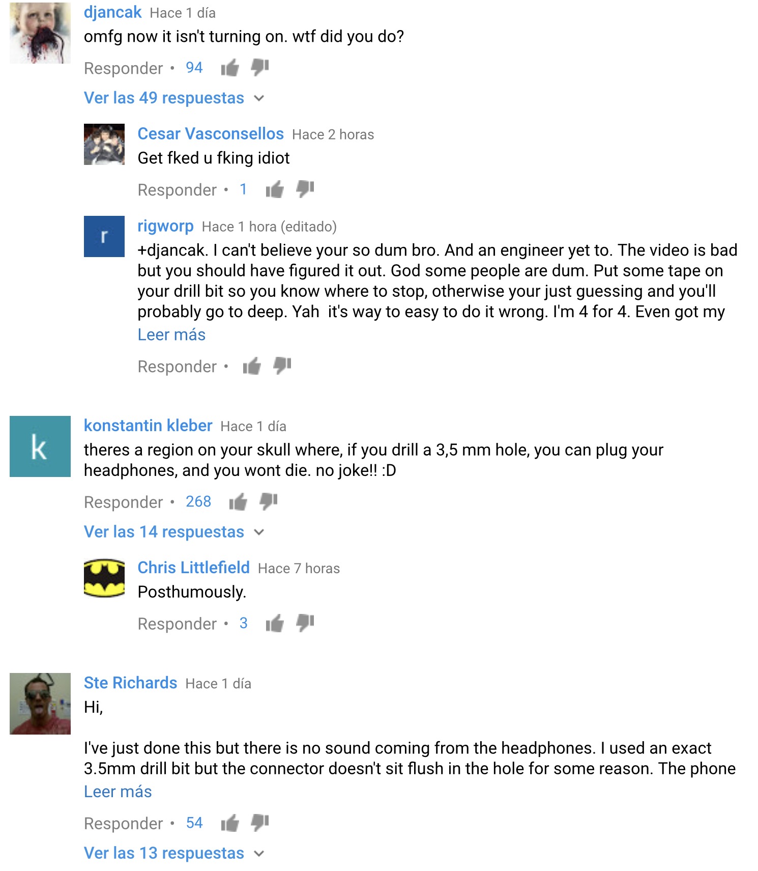 Comentarios trolleando en Youtube
