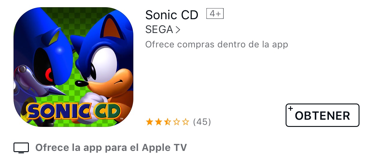 Sonic CD disponible gratis para iPhone