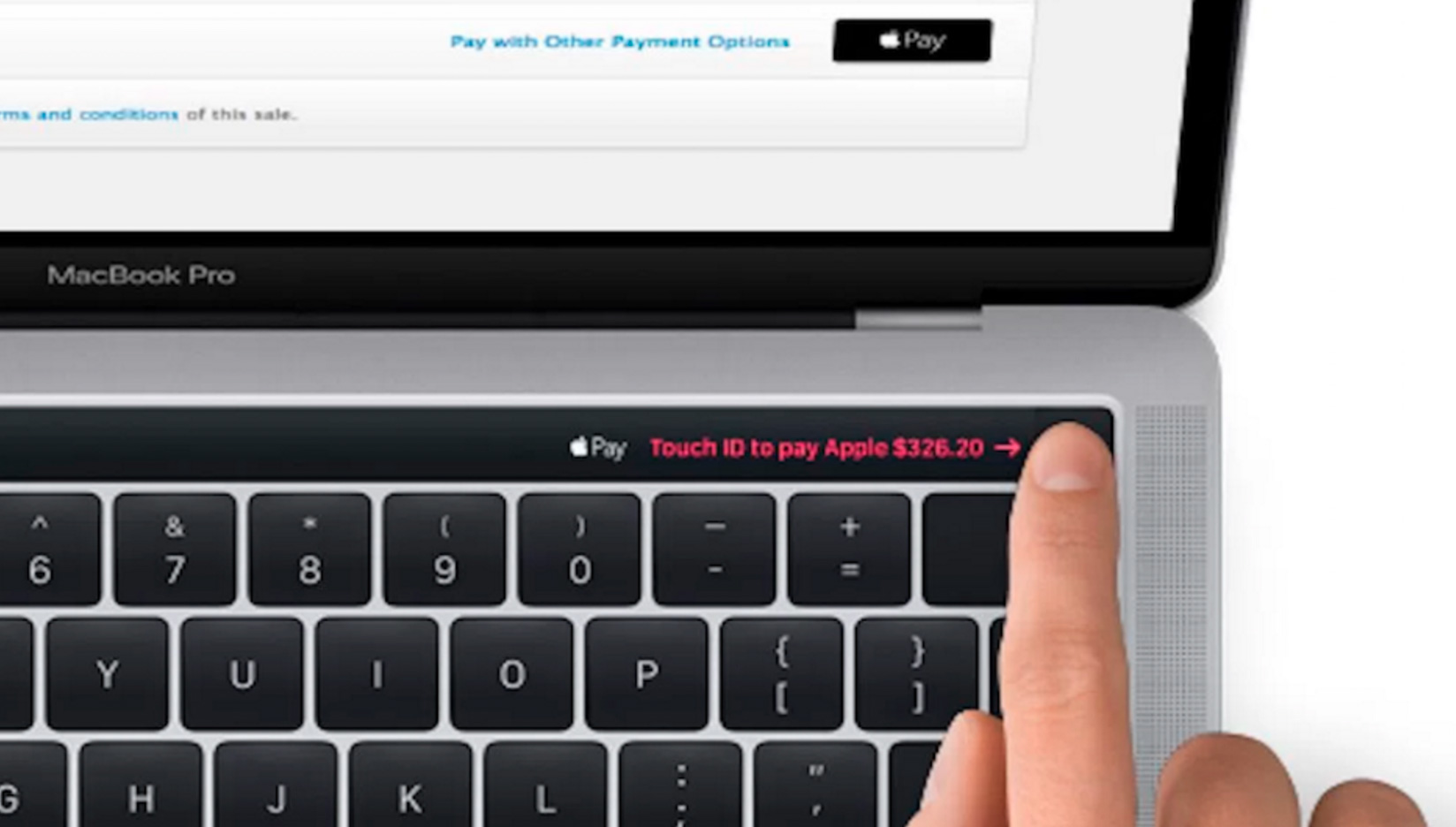 Pantalla Magic Toolbar mostrando un pago de Apple Pay