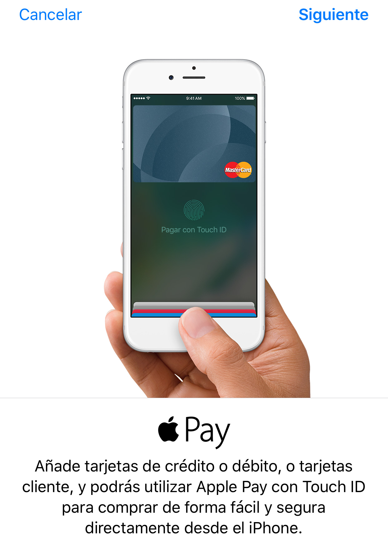 Registro de nueva tarjeta en la App de Wallet
