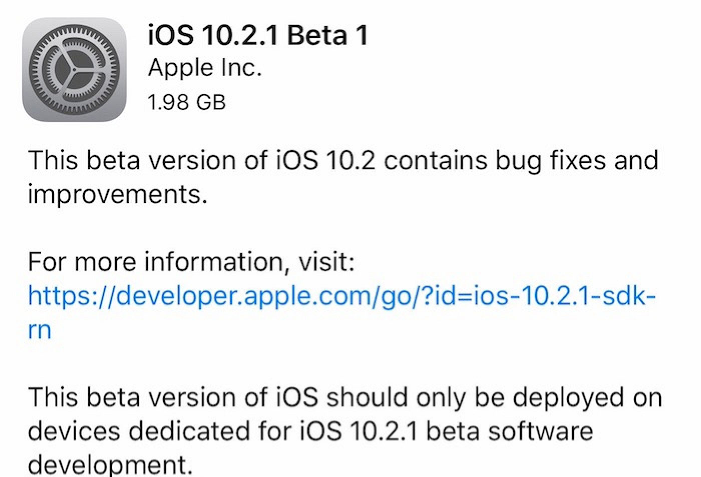 iOS 10.2.1 beta 1