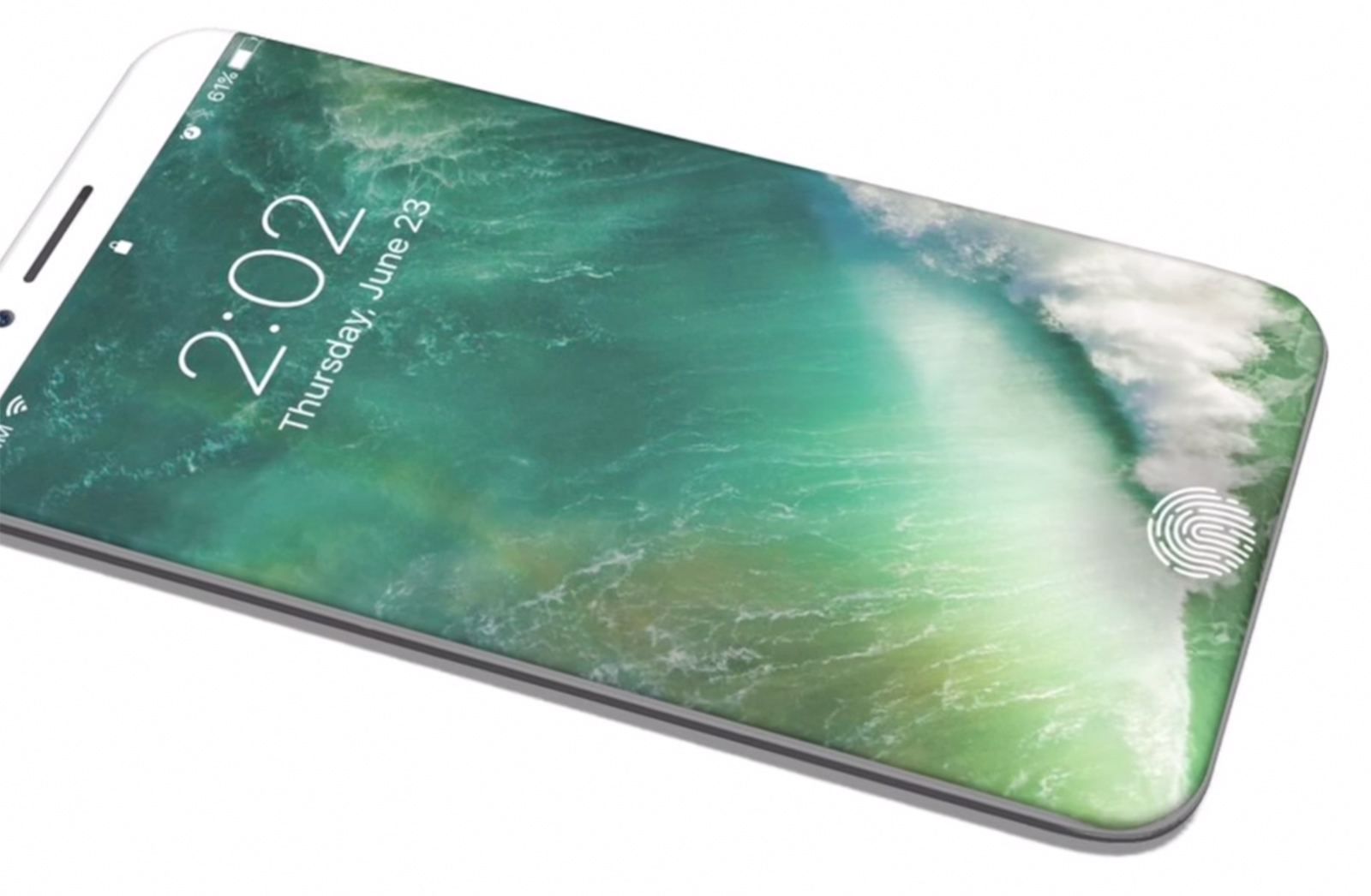 Concepto de diseño iPhone 8 con bordes de pantalla doblados, todo pantalla