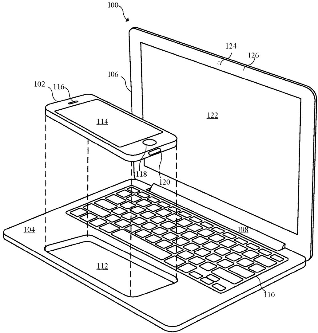 Patente que muestra cómo introducir un iPhone en un portátil