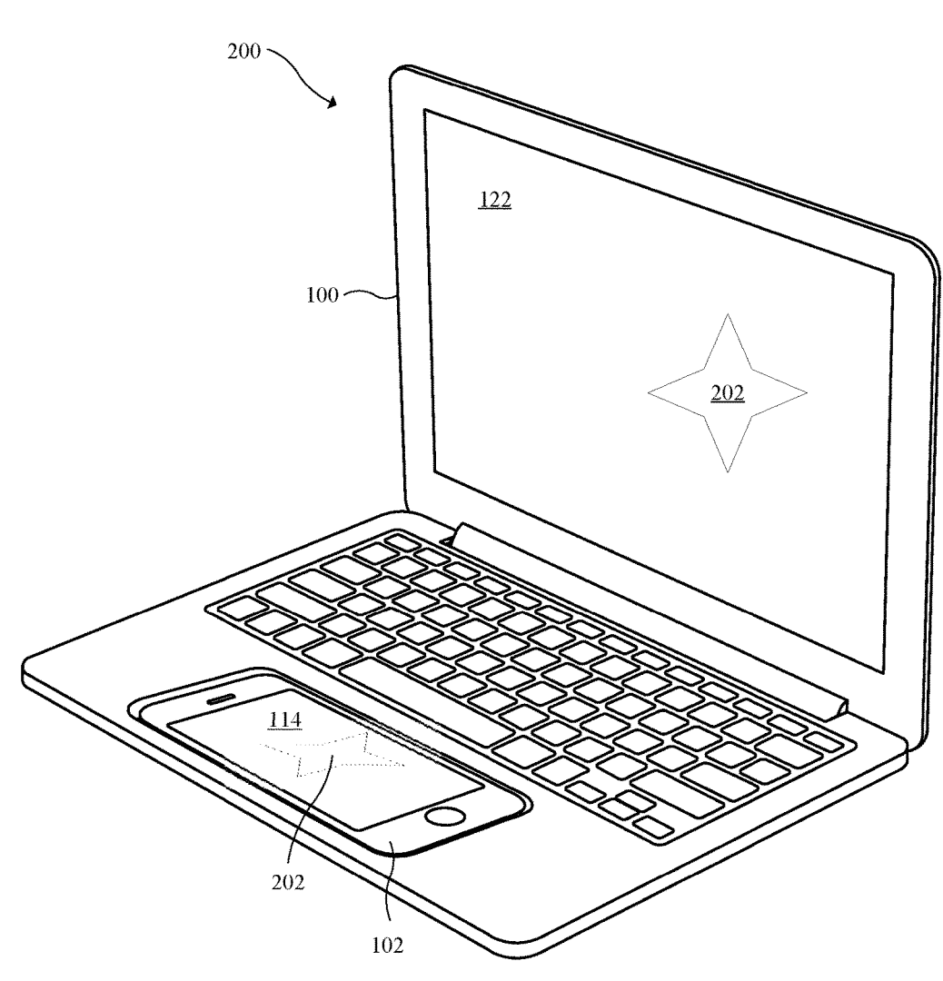 Patente que muestra cómo introducir un iPhone en un portátil