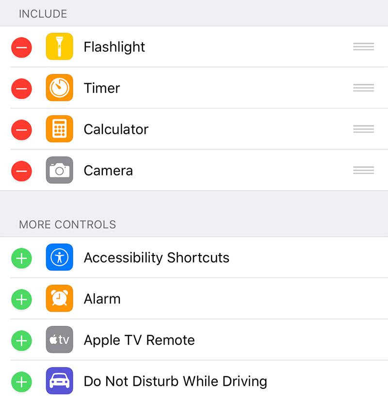 Opciones obligatorias en el Centro de Control de iOS 11