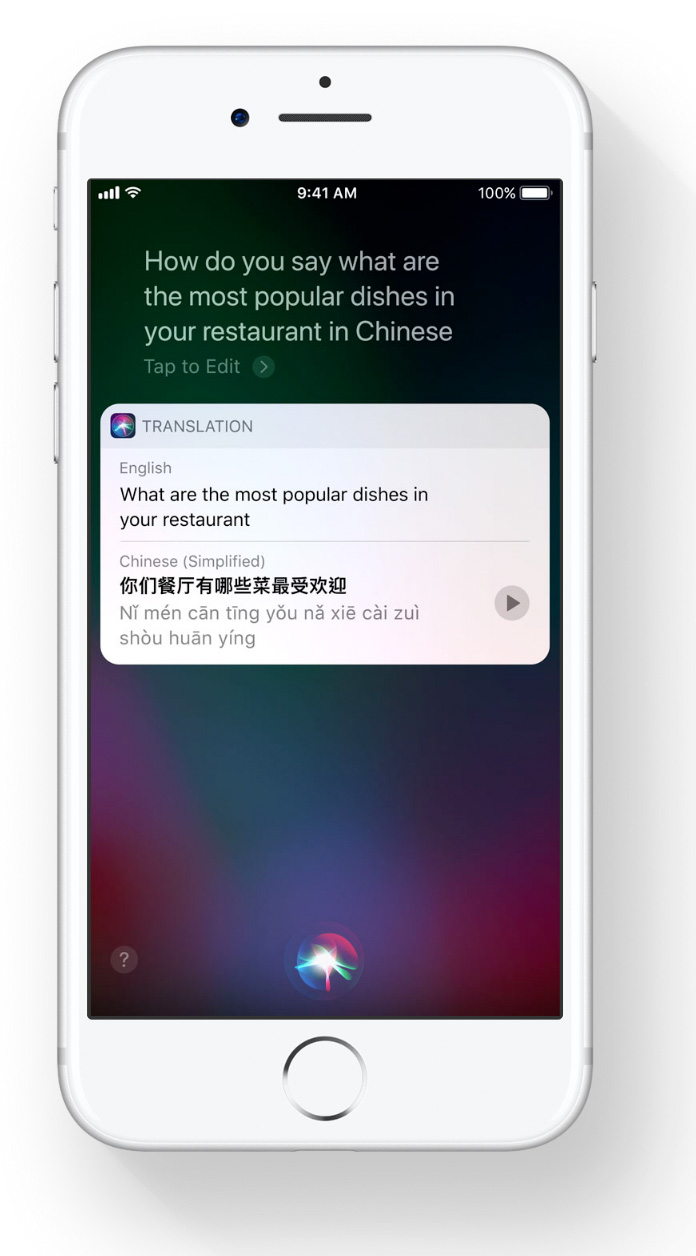 Siri traduciendo al chino