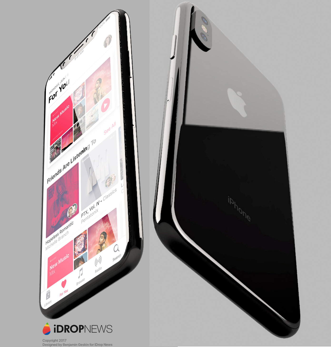 Concepto de diseño de iPhone 8 con iOS 11