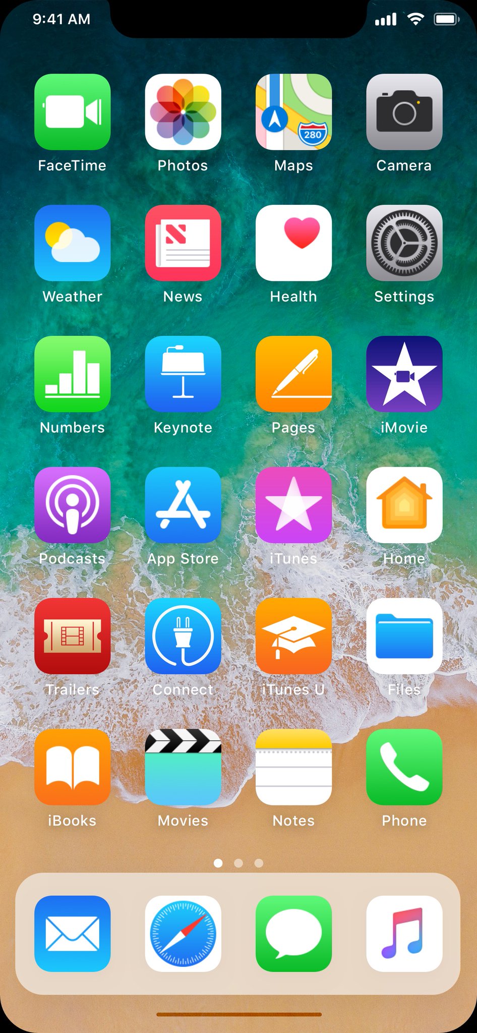 Aspecto del Springboard de iOS en un iPhone 8