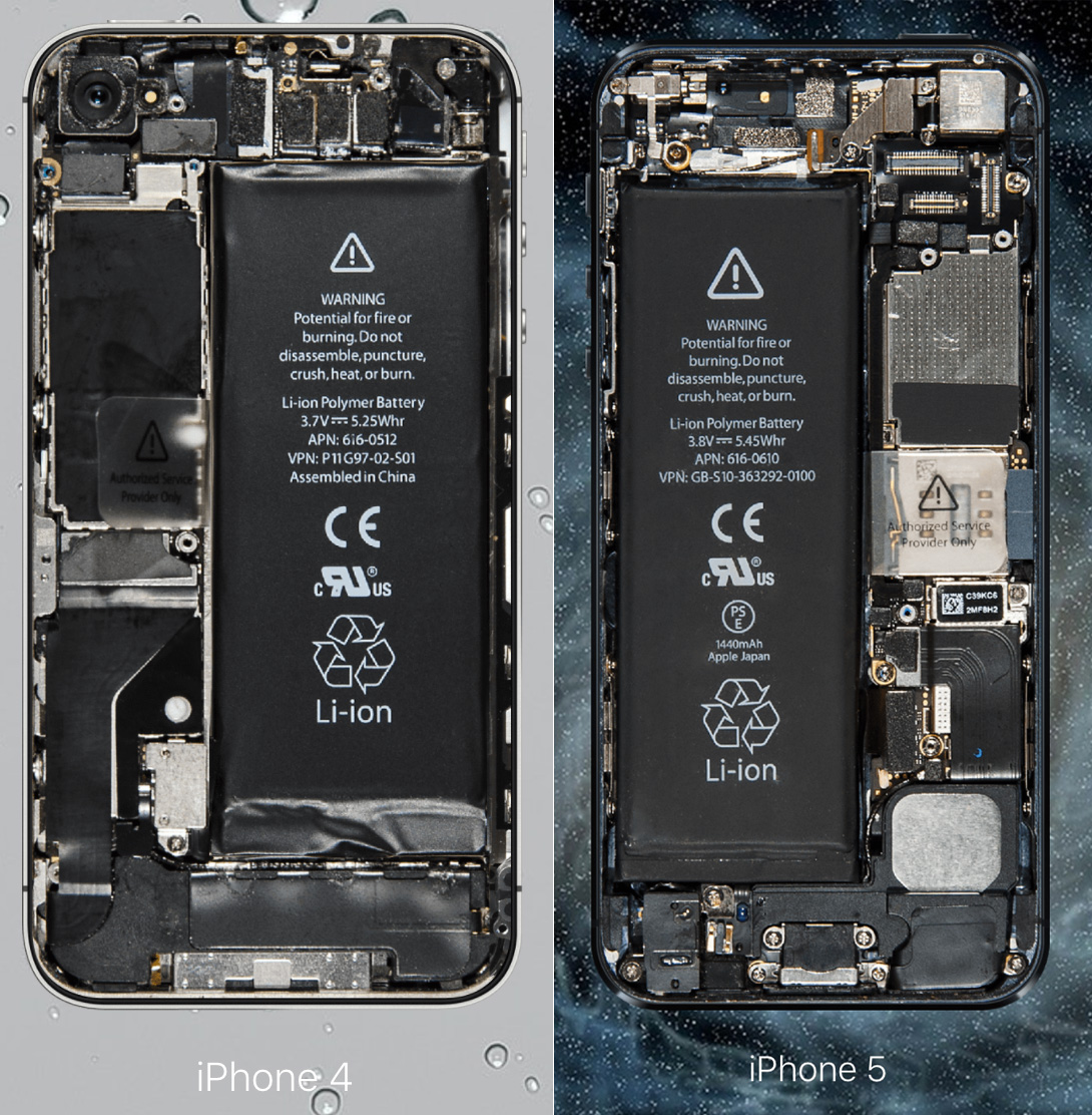 iPhone 4 e iPhone 5 por dentro