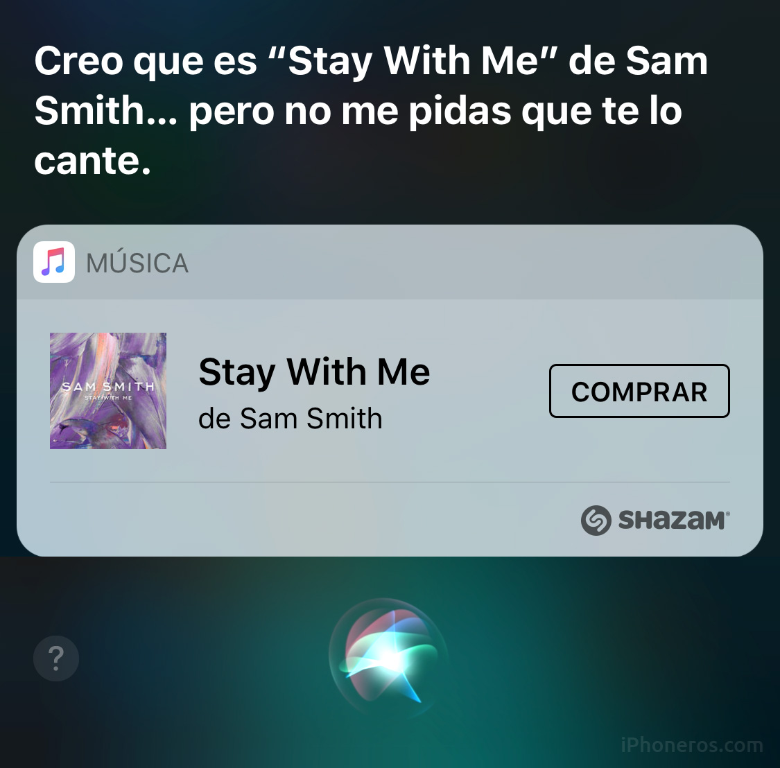 Siri utilizando Shazam para encontrar una canción