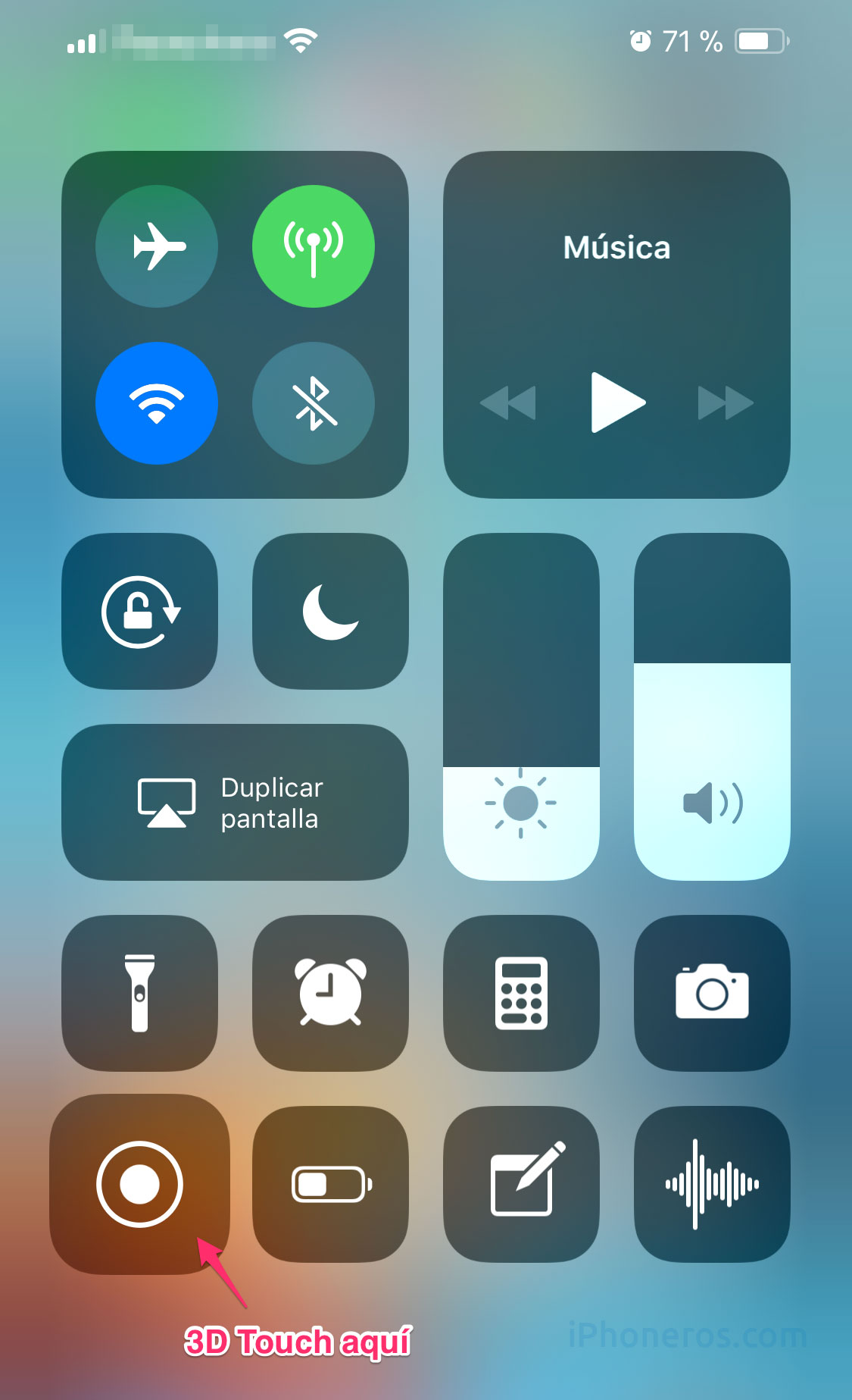 Botón de grabar vídeo con lo que ocurre en la pantalla del iPhone