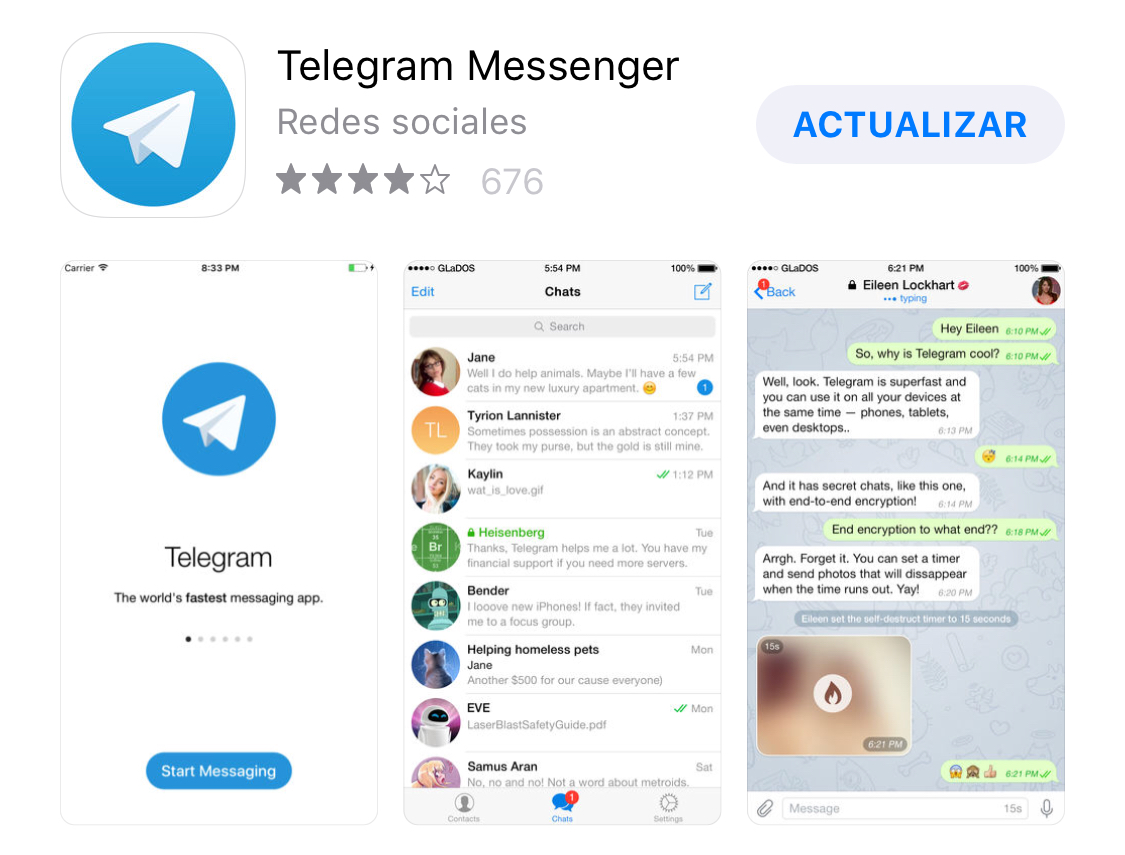 Telegram lista para actualizase