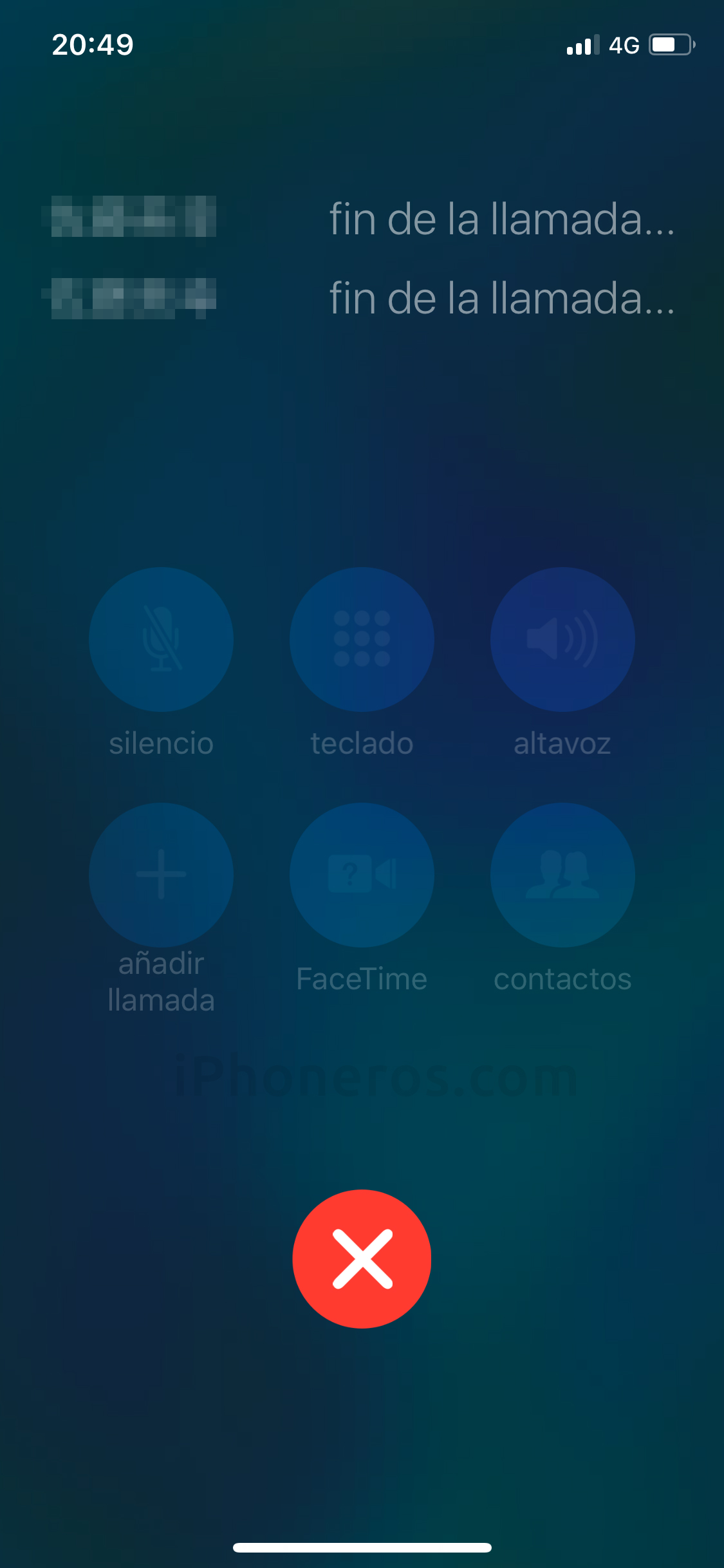 App de Teléfono colgada, no permite apagar el iPhone