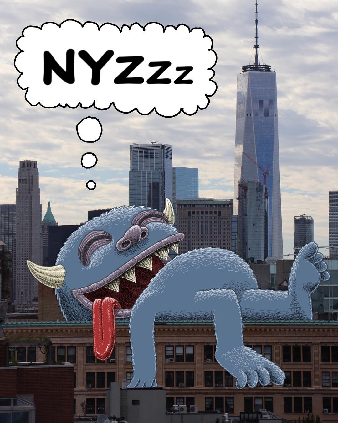 Monstruo pintado sobre Nueva York