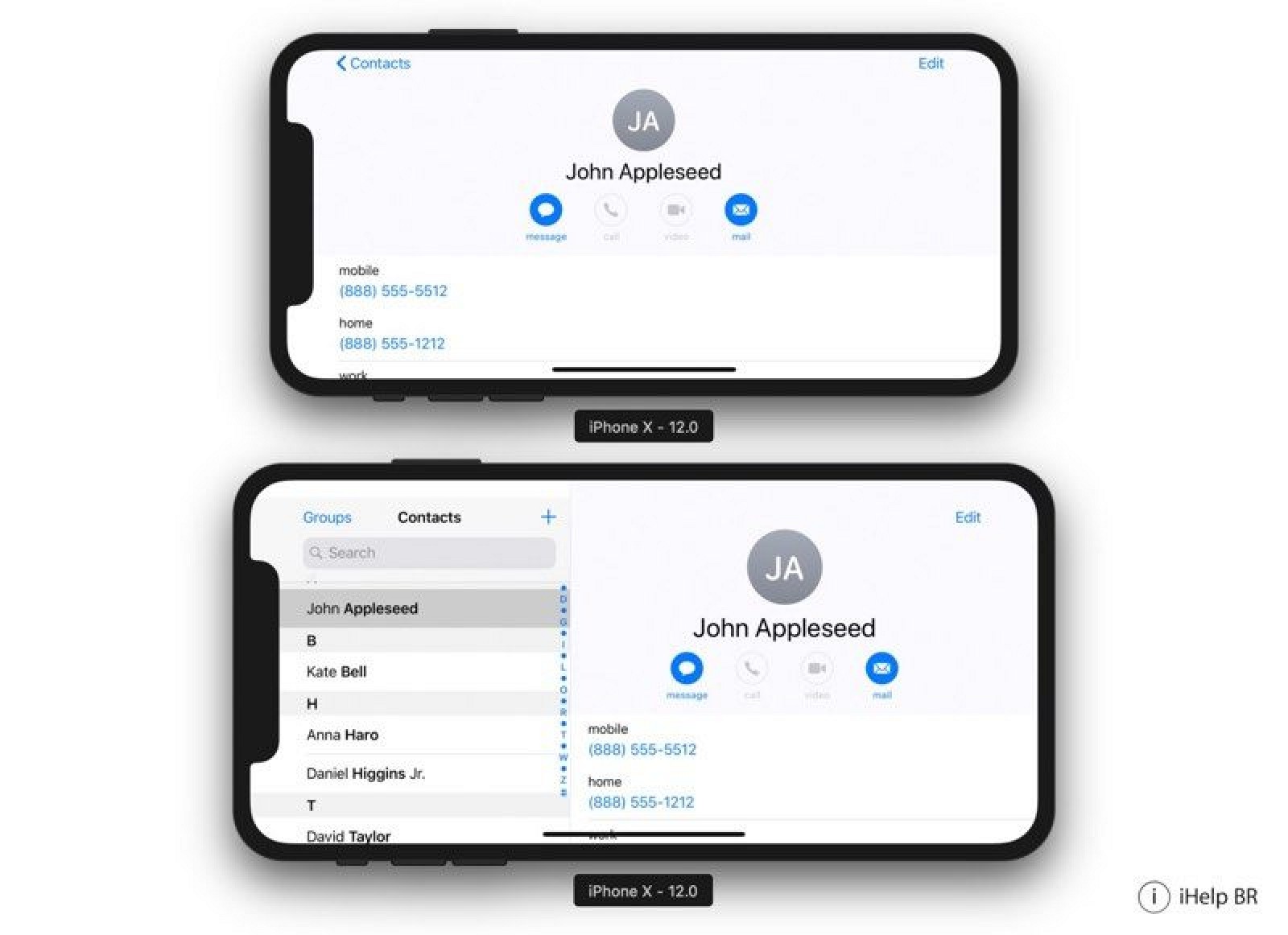 App de Agenda en el iPhone X y en un iPhone X Plus, con la pantalla en horizontal