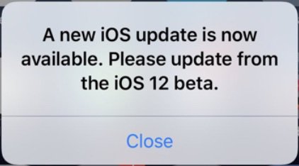 Mensaje pidiendo actualizar iOS 12 beta