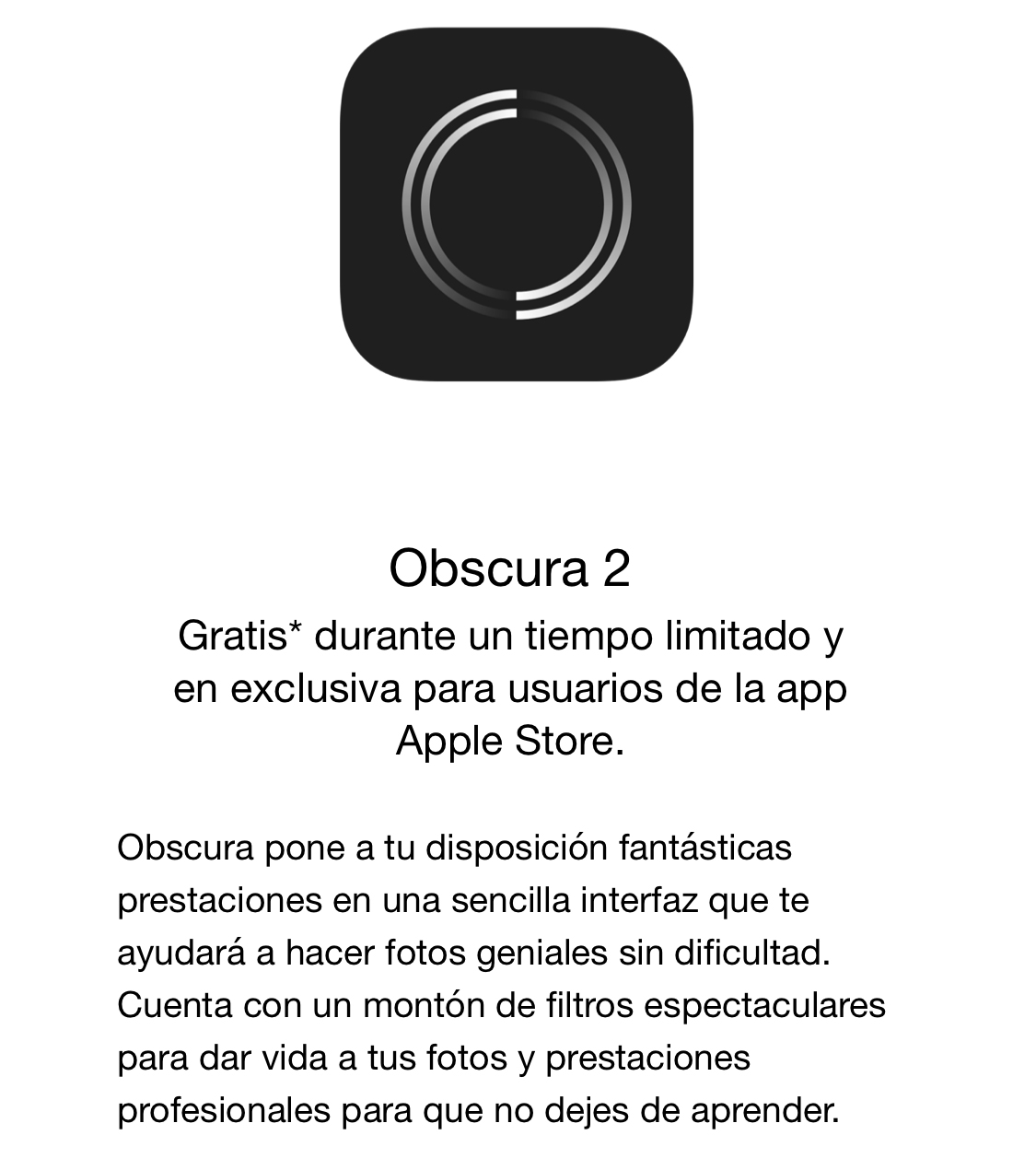 App Obscura 2 gratis en la Apple Store
