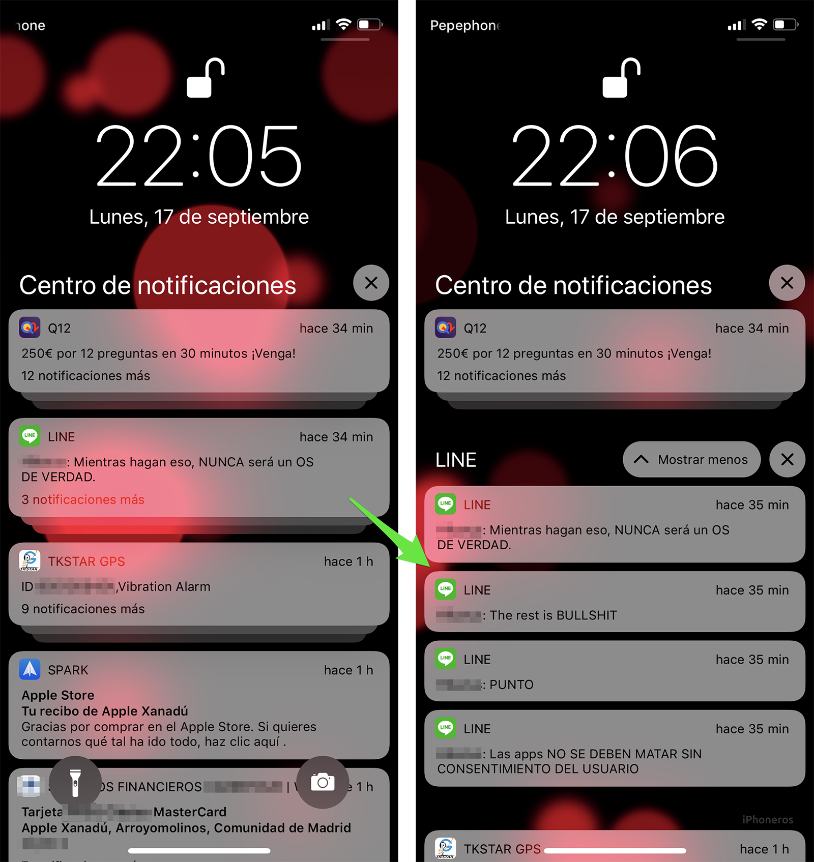 Notificaciones agrupadas en iOS 12