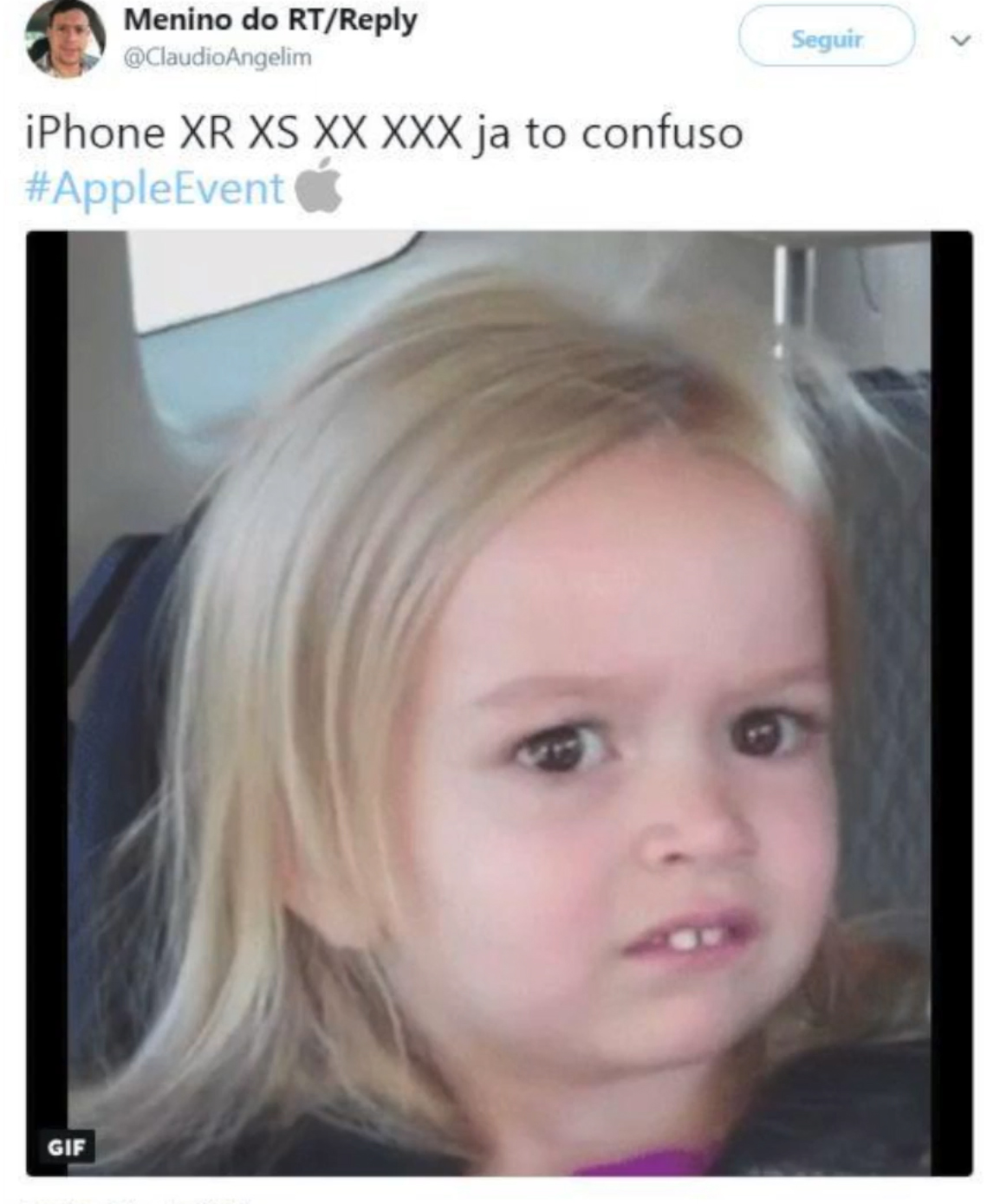 Meme sobre el nombre de los nuevos iPhone XS y XS Max