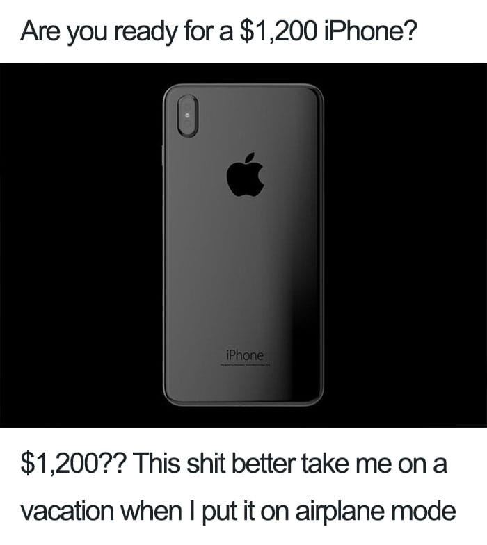 Meme sobre lo caros que son los nuevos iPhones