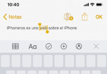 Seleccionando una palabra con 3D Touch en el modo trackpad del teclado virtual de iOS 12.