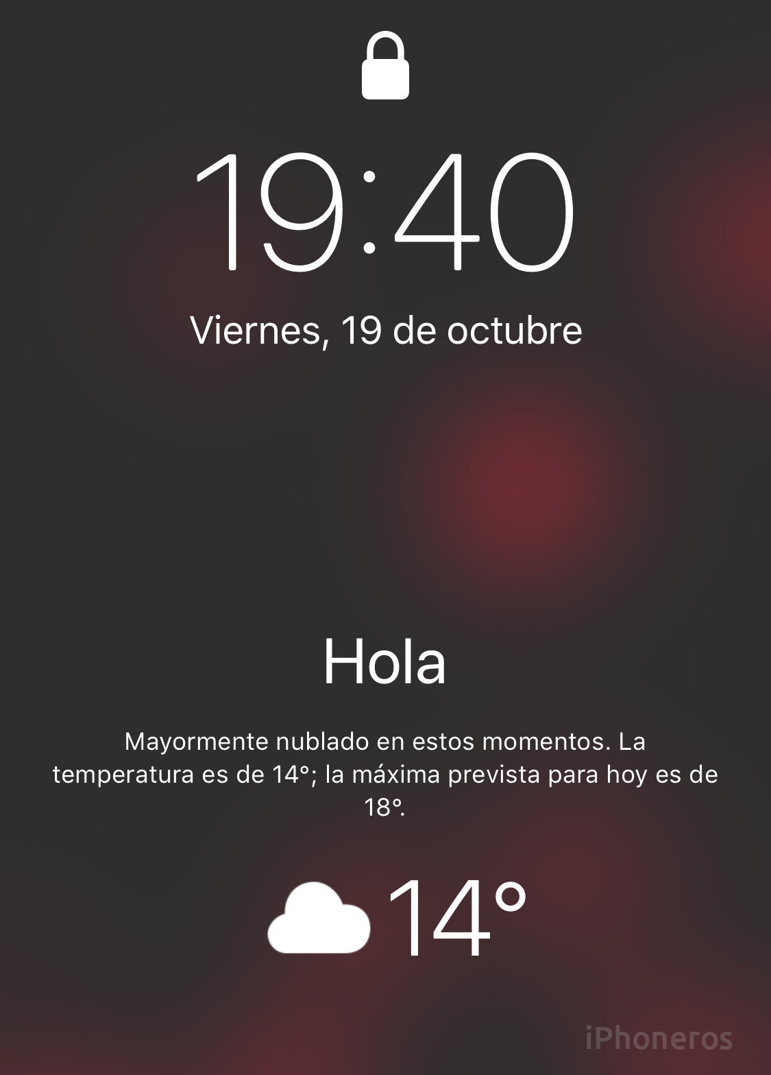 Pantalla de bloqueo con información meteorológica en iOS 12