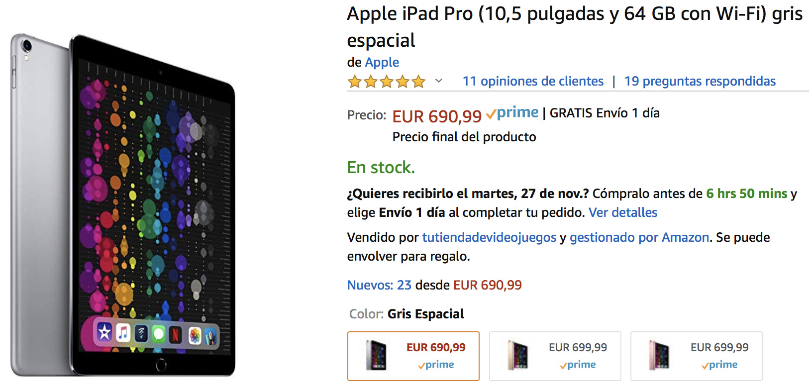 iPad Pro de 10,5 pulgadas a la venta en Amazon