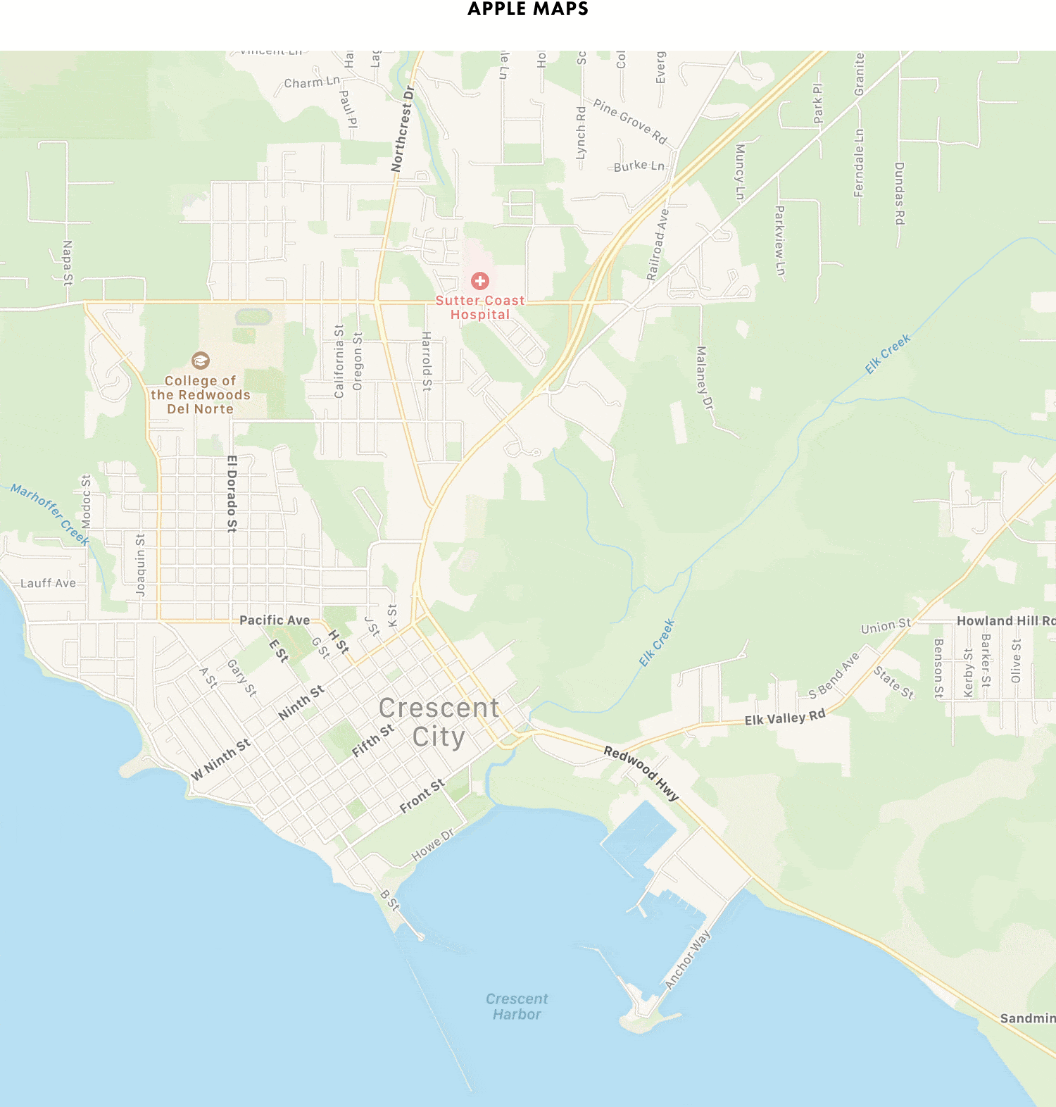 Diferencia de los mapas de Apple en California entre iOS 11 e iOS 12