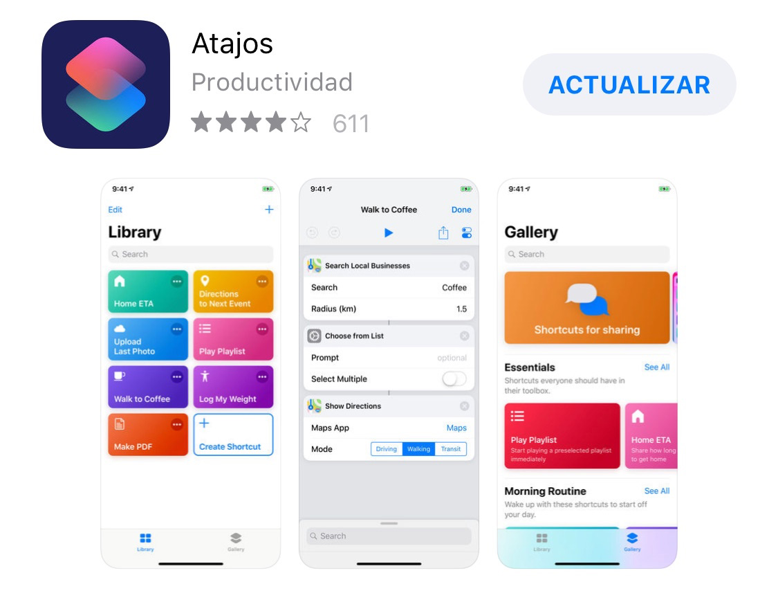 App de Atajos lista para actualizar