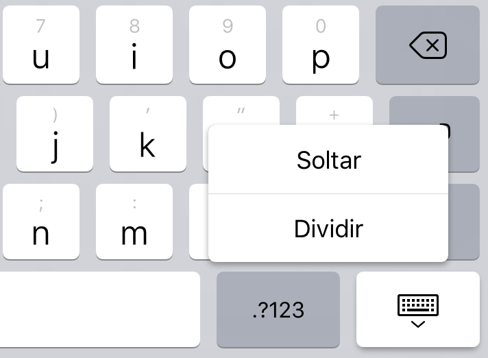 Botón de dividir teclado en el iPad