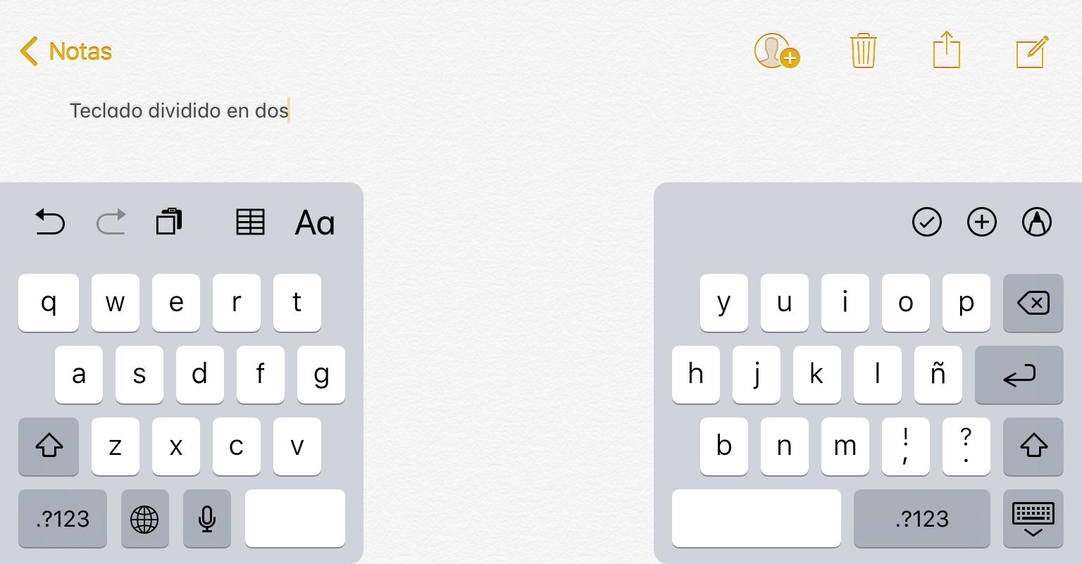 Usando el teclado virtual dividido del iPad Pro