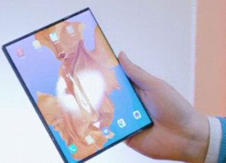 Smartphone de Huawei que se dobla con un doblez en la pantalla