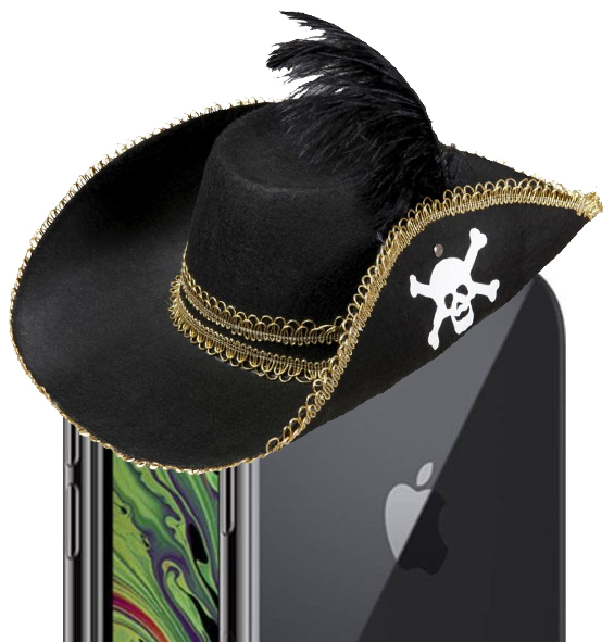 iPhone con sombrero pirata