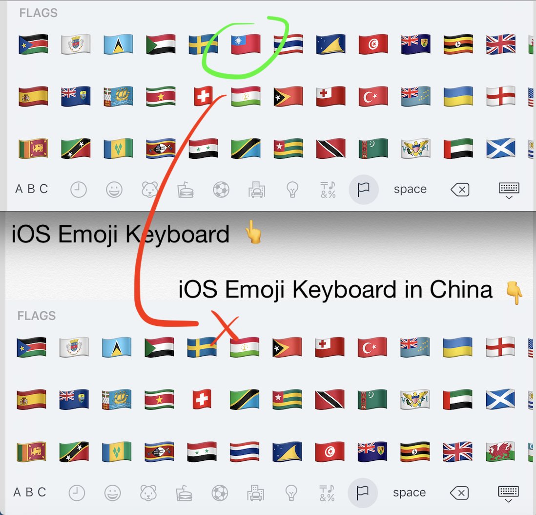 Sin emoji de Taiwán en iPhones chinos