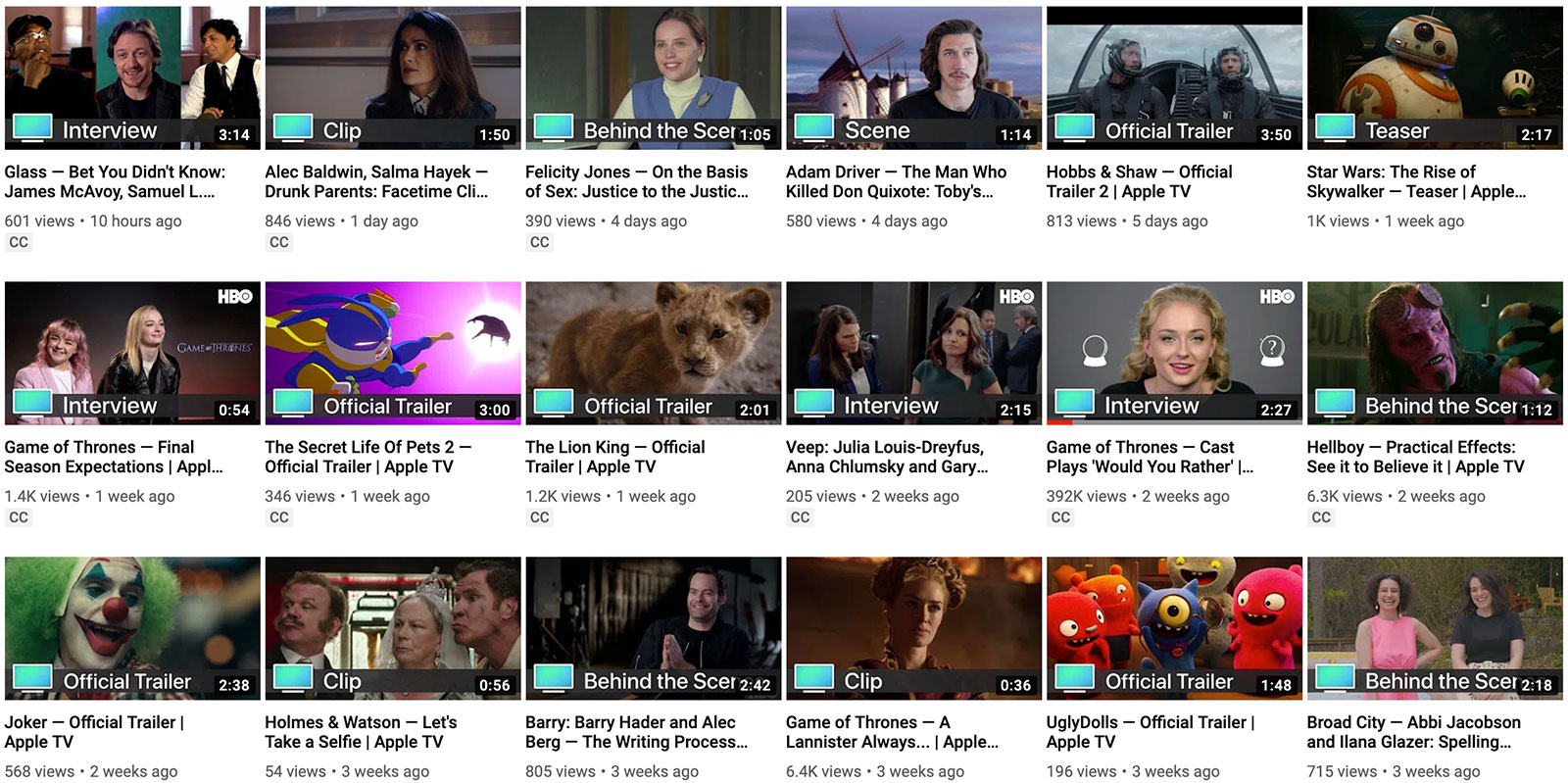 Nuevo canal de trailers y Apple TV+ en YouTube