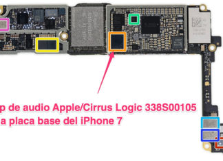 Chip de audio Apple/Cirrus Logic 338S00105 en la placa base del iPhone 7