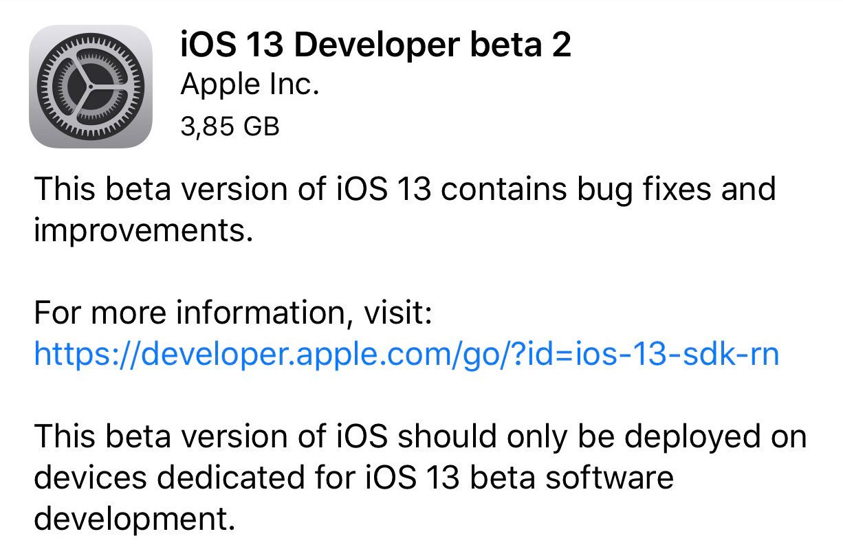 Beta 2 de iOS 13