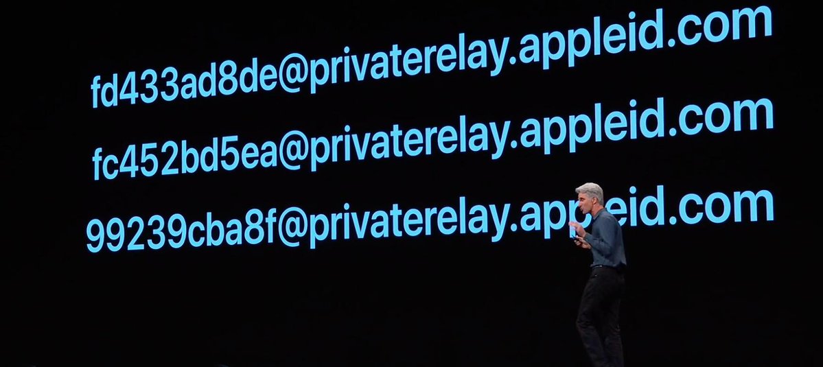 Múltiples emails dinámicos con Sign In de Apple durante la presentación de iOS 13 en la WWDC 2019