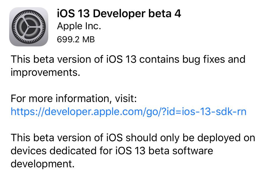 iOS 13 beta 4