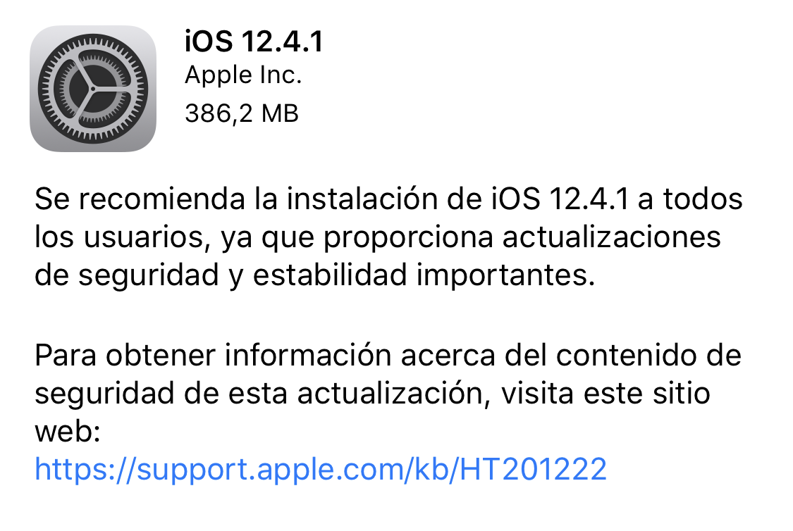 iOS 12.4.2 ya disponible