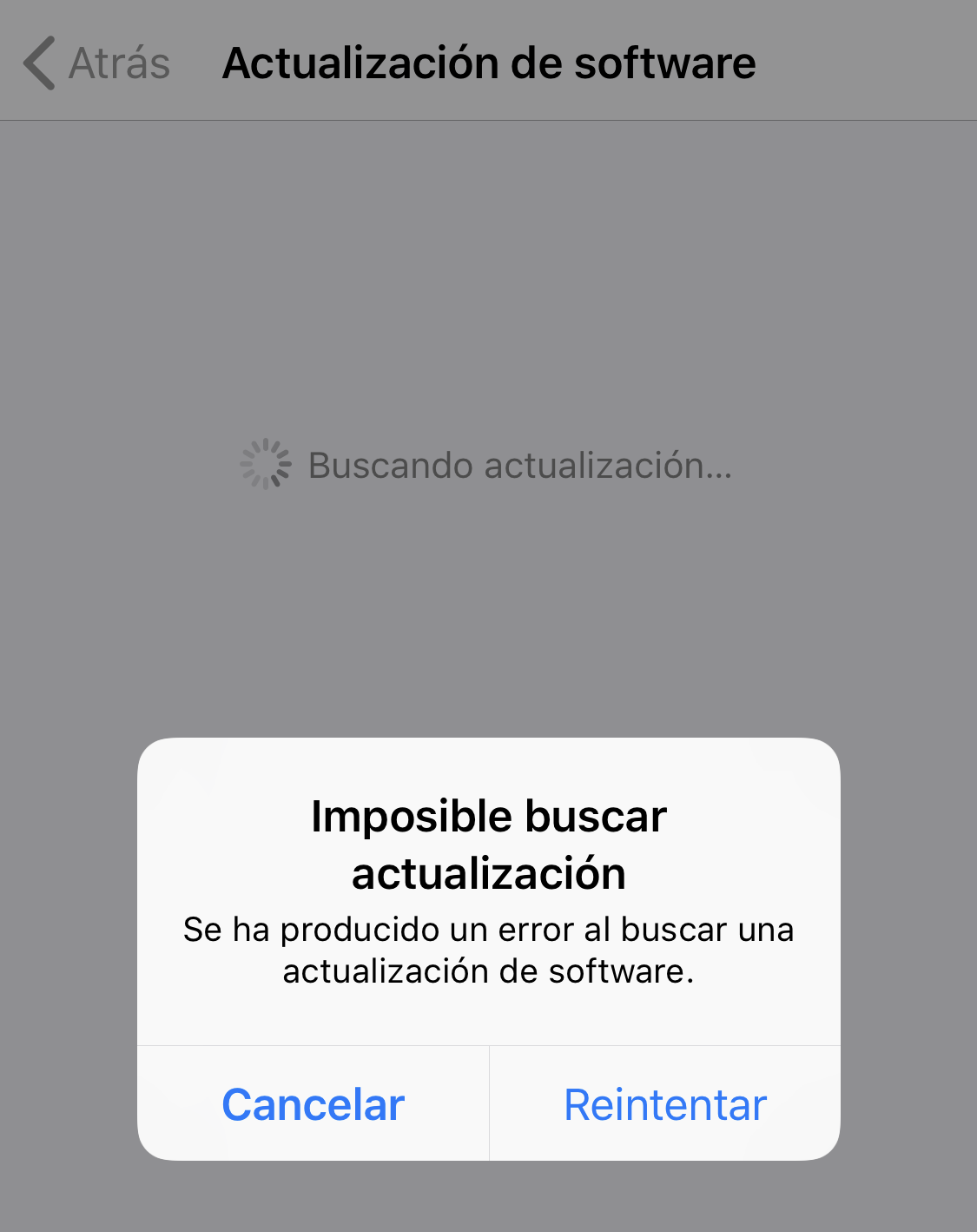 Imposible descargar actualización de iOS