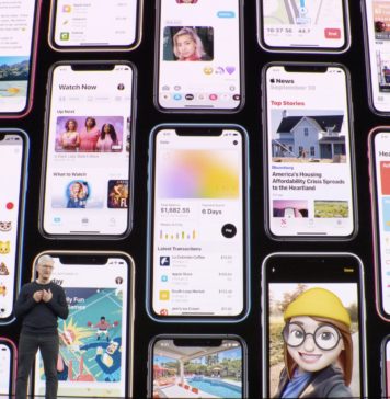 Keynote Septiembre 2019: Tim Cook con muchos iPhones detrás