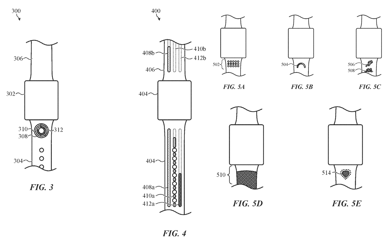 Patente que muestra LEDs de avisos en la correa del Apple Watch