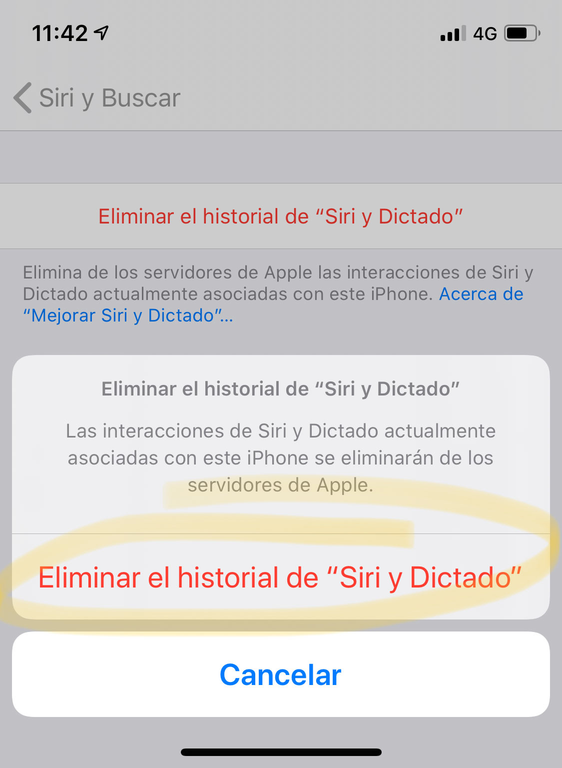 Desactivando escuchas de Siri y dictado en iOS
