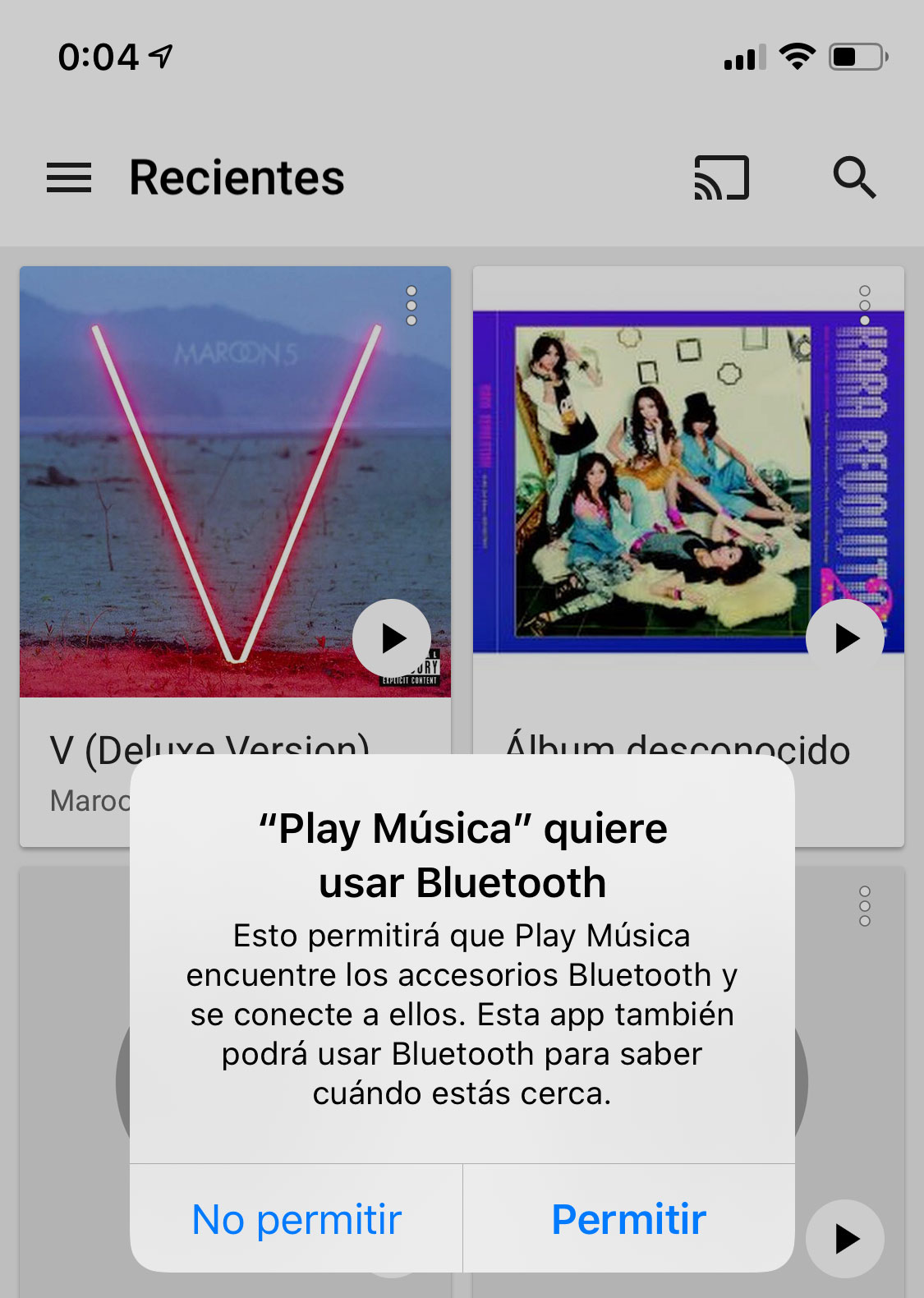 Google Play Music intenta acceder a la radio Bluetooth