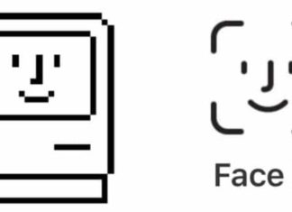 Logo de Face ID y del Mac feliz de Susan Kare