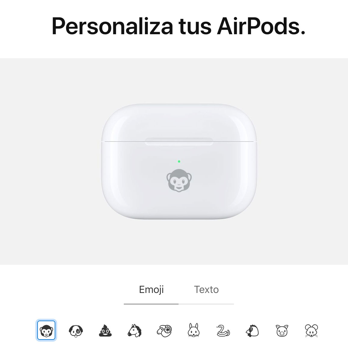 Personalizando la caja de carga de los AirPods Pro en la web de Apple