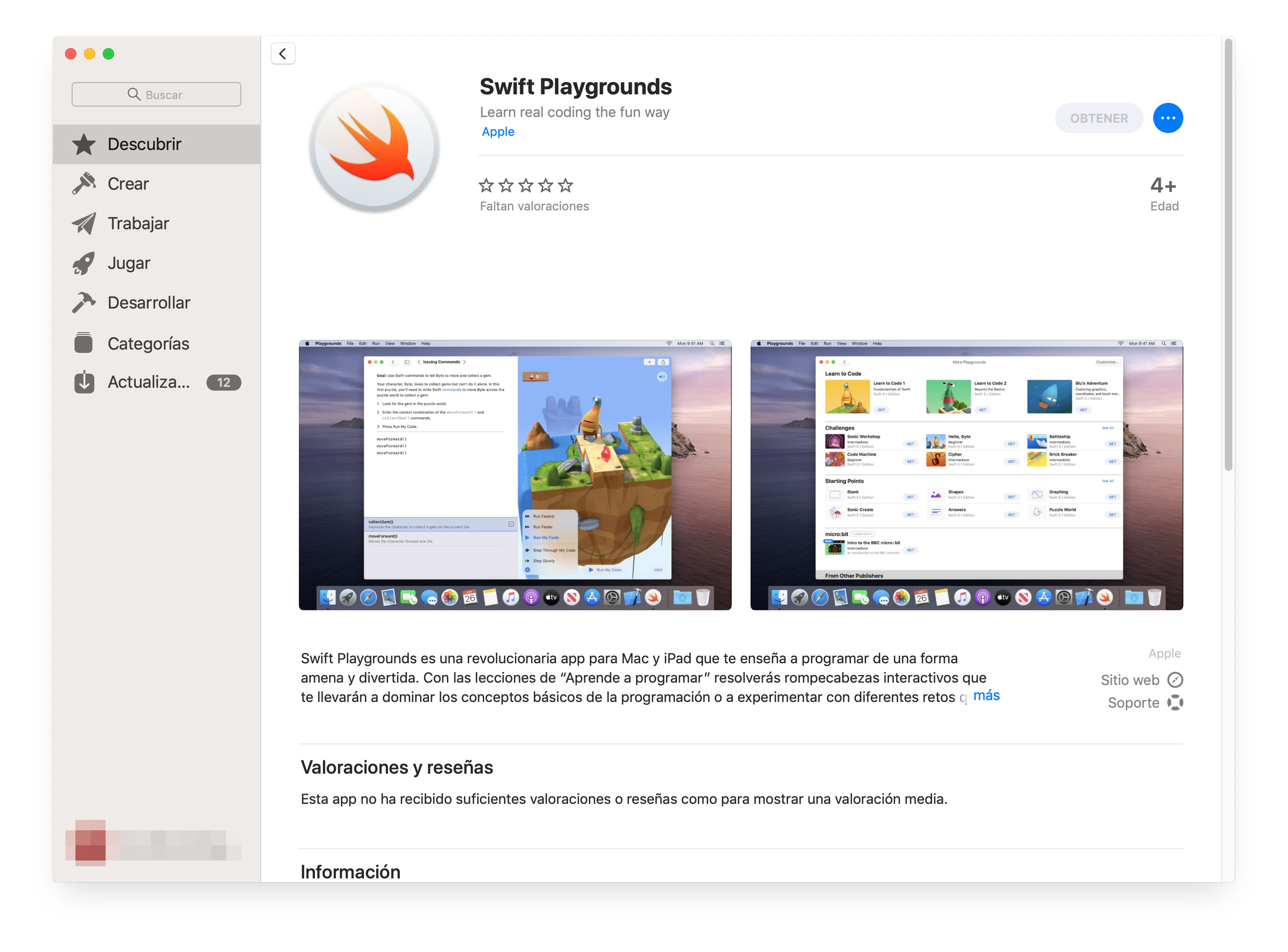 Swift Playgrounds para macOS