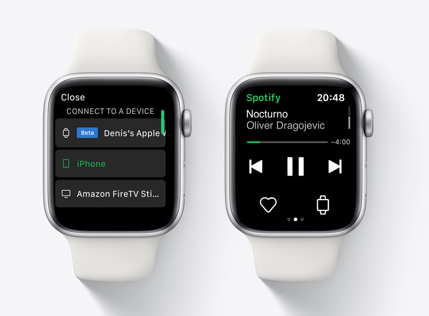 App de Spotify en el Apple Watch